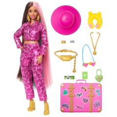 Barbie Extra Fly - Lalka Safari w stroju ze zwierzęcym nadrukiem + akcesoria HPT48