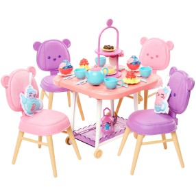Barbie - Podwieczorek Zestaw ze stolikiem i krzesłkami dla lalek + 18 akcesoriów HMM65
