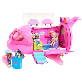 Barbie Extra Fly - Różowy samolot + laleczka Mini Minis + 15 akcesoriów HPF72