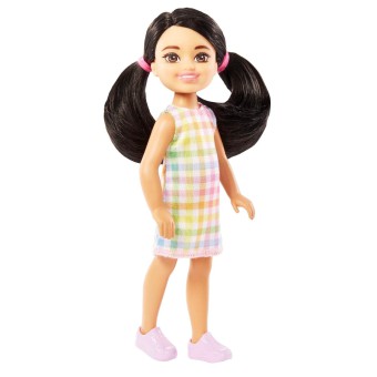 Barbie - Club Chelsea Lalka w sukience w kratę HKD91