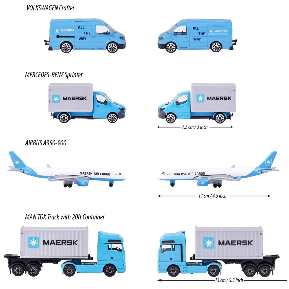 Majorette - Zestaw pojazdów Maersk 4-pak 2057290