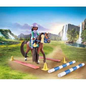 Playmobil - Horses of Waterfall Zoe i koń Blaze z przeszkodami 71355