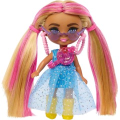 Barbie Extra - Laleczka Mini Minis w niebieskiej sukience HNR61