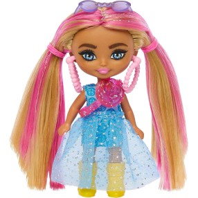 Barbie Extra - Laleczka Mini Minis w niebieskiej sukience HNR61