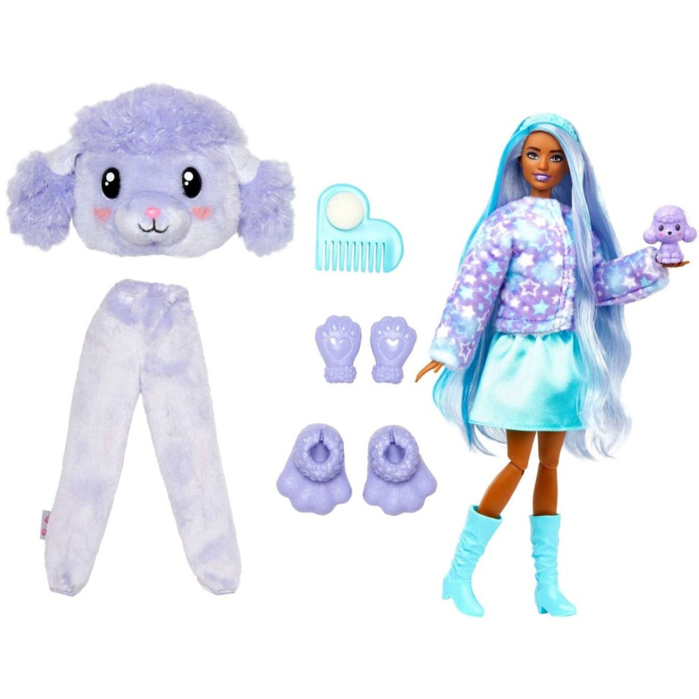 Barbie Cutie Reveal - Lalka Barbie Fioletowy pudelek + zwierzątko HKR05
