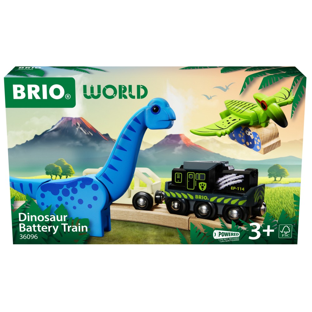 Brio Kolejka - Pociąg na baterie Zestaw Dino z dinozaurami 36096