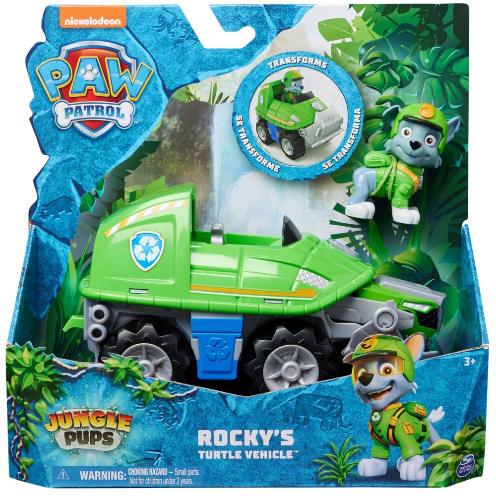Psi Patrol - Transformujący pojazd terenowy Żółw + figurka Rocky'ego 20143418