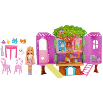 Barbie Chelsea - Domek na drzewie + lalka Chelsea + akcesoria HPL70