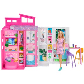 Barbie - Przytulny domek + lalka Barbie + akcesoria HRJ77