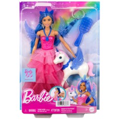 Barbie - Lalka księżniczka Sapphire + skrzydlaty jednorożec HRR16