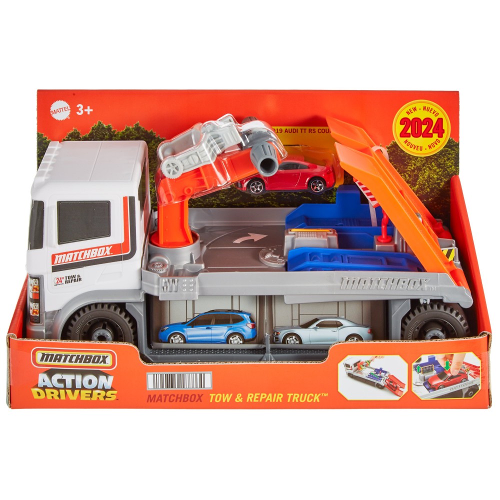 Matchbox - Pomoc drogowa Ciężarówka z lawetą + autko HRY43