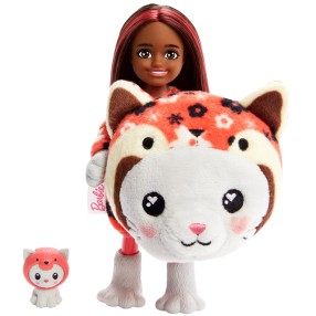 Barbie Cutie Reveal - Lalka Chelsea Kotek-Panda Czerwona + zwierzątko HRK28