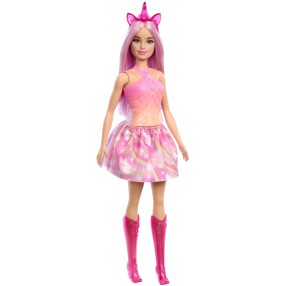 Barbie Fashionistas - Lalka Barbie Jednorożec w różowym stroju HRR13