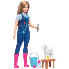 Barbie - Lalka Barbie Weterynarka na farmie + akcesoria HRG42
