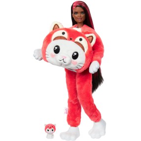 Barbie Cutie Reveal - Lalka Barbie Kotek-Panda Czerwona + zwierzątko HRK23
