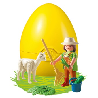 Playmobil - Zestaw jajko z niespodzianką Opiekunka zwierząt z alpaką 4944
