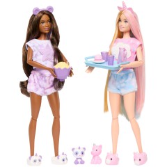 Barbie Cutie Reveal - Piżama party Zestaw prezentowy z 2 lalkami i akcesoriami HRY15