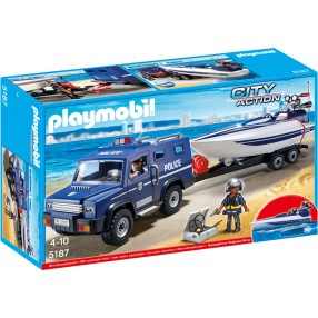 Playmobil - Pojazd terenowy policji z motorówką 5187