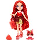 Rainbow High - Błyszcząca lalka Ruby Anderson (Czerwona) + zwierzątko i slime 120179