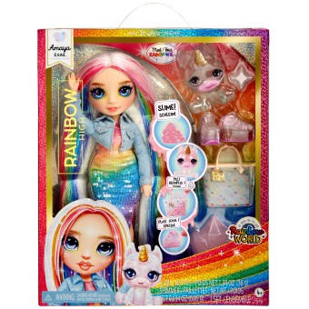 Rainbow High - Błyszcząca lalka Amaya Raine (Tęczowa) + zwierzątko i slime 120230