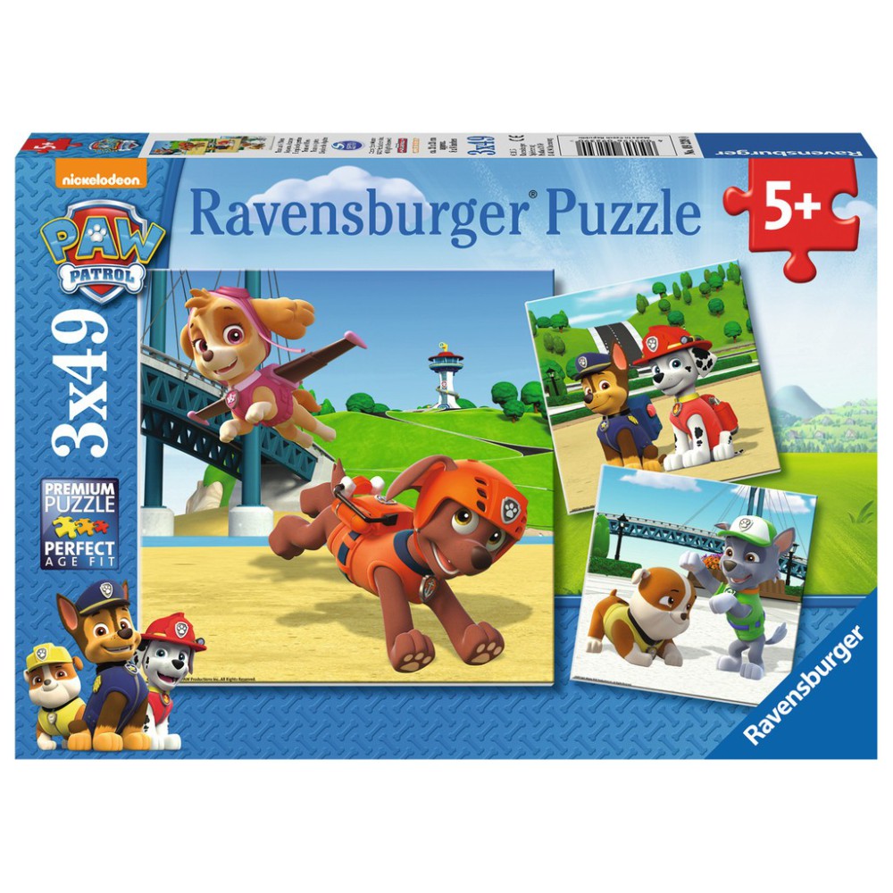 Ravensburger - Psi Patrol Zespół na 4 łapach Puzzle 3 x 49 elem. 092390